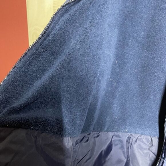 Columbia navy coat jacket fleece‎ lining cinch waist, size medium - Picture 10 of 16